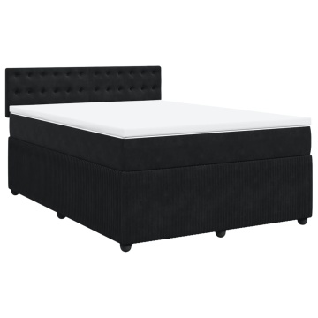 Pat box spring cu saltea, negru, 160x200 cm, catifea - Img 3