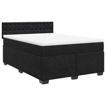 Pat box spring cu saltea, negru, 160x200 cm, catifea - Img 3