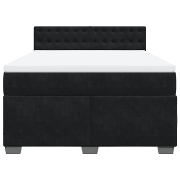 Pat box spring cu saltea, negru, 160x200 cm, catifea - Img 4