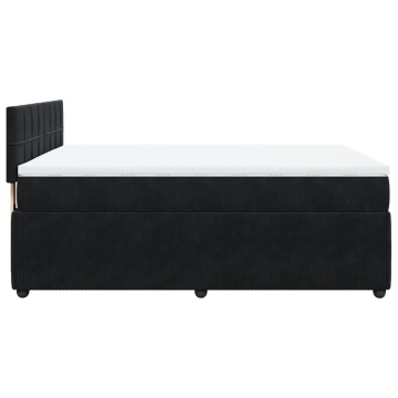 Pat box spring cu saltea, negru, 160x200 cm, catifea - Img 6