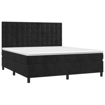 Pat box spring cu saltea, negru, 160x200 cm, catifea - Img 3