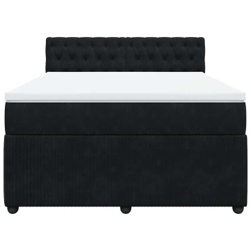 Pat box spring cu saltea, negru, 160x200 cm, catifea - Img 4