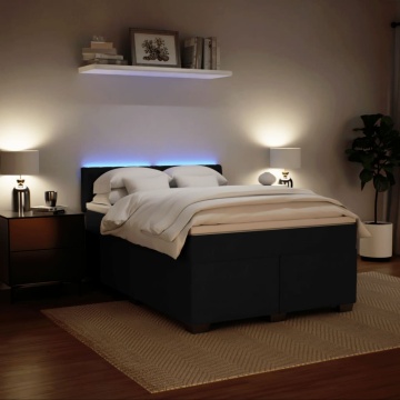 Pat box spring cu saltea, negru, 160x200 cm, catifea - Img 4