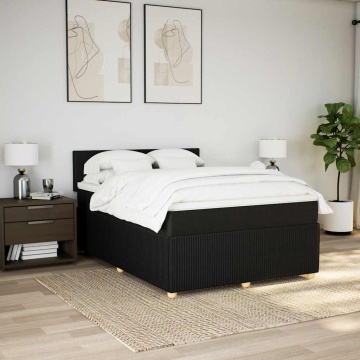 Pat box spring cu saltea, negru, 160x200 cm, textil - Img 3