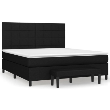 Pat box spring cu saltea, negru, 160x200 cm, textil - Img 2