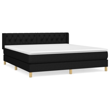 Pat box spring cu saltea, negru, 160x200 cm, textil - Img 2