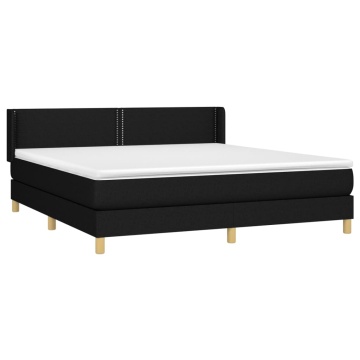 Pat box spring cu saltea, negru, 160x200 cm, textil - Img 3