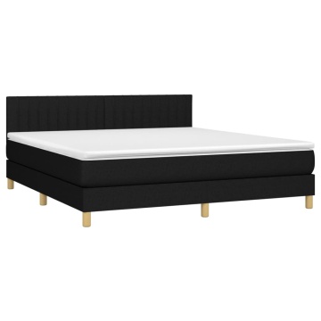 Pat box spring cu saltea, negru, 180x200 cm, catifea - Img 3