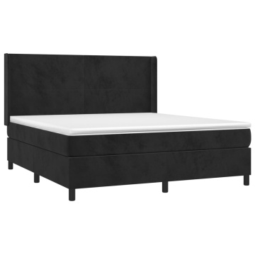 Pat box spring cu saltea, negru, 180x200 cm, catifea - Img 3