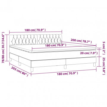 Pat box spring cu saltea, negru, 180x200 cm, catifea - Img 6