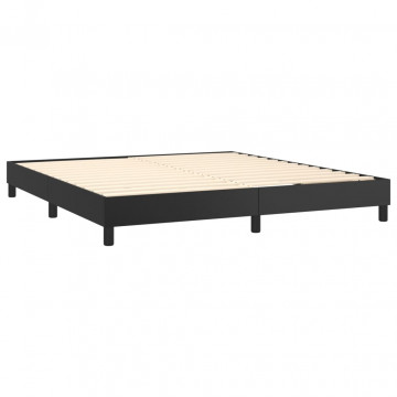 Pat box spring cu saltea, negru, 180x200 cm, piele ecologică - Img 4