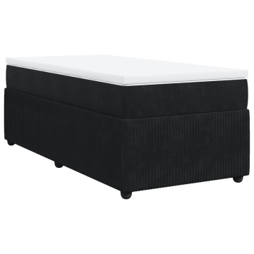 Pat box spring cu saltea, negru, 80x200 cm, catifea - Img 2