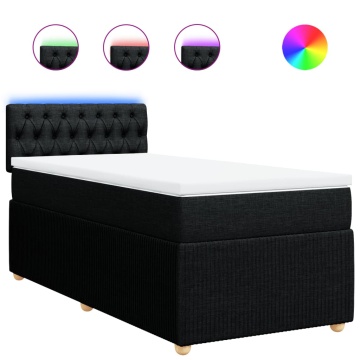 Pat box spring cu saltea, negru, 80x200 cm, textil - Img 2
