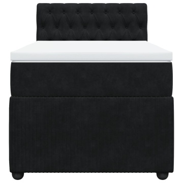 Pat box spring cu saltea, negru, 90x190 cm, catifea - Img 4