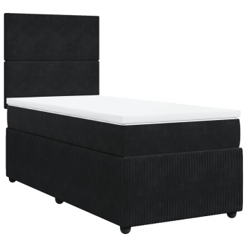 Pat box spring cu saltea, negru, 90x190 cm, catifea - Img 2