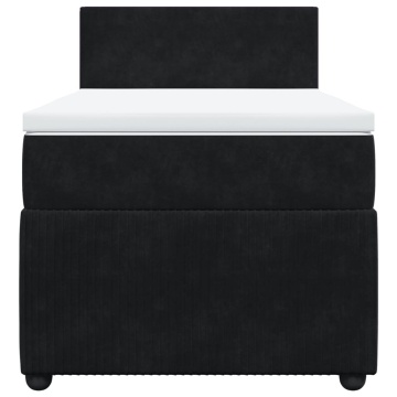 Pat box spring cu saltea, negru, 90x190 cm, catifea - Img 4