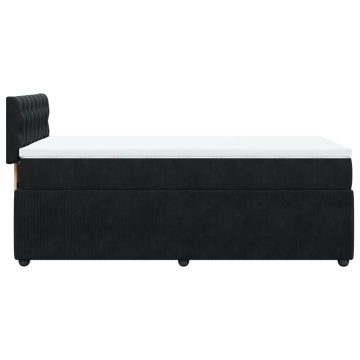 Pat box spring cu saltea, negru, 90x190 cm, catifea - Img 6