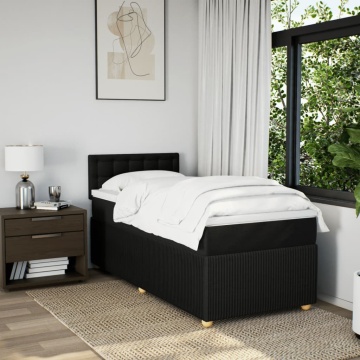 Pat box spring cu saltea, negru, 90x190 cm, textil - Img 3
