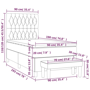 Pat box spring cu saltea, negru, 90x190 cm, textil - Img 7