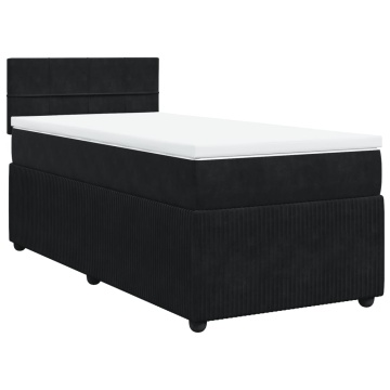 Pat box spring cu saltea, negru, 90x200 cm, catifea - Img 2