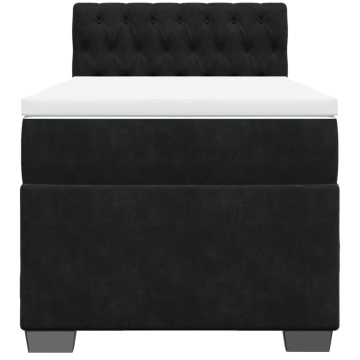 Pat box spring cu saltea, negru, 90x200 cm, catifea - Img 4