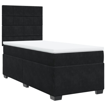 Pat box spring cu saltea, negru, 90x200 cm, catifea - Img 2