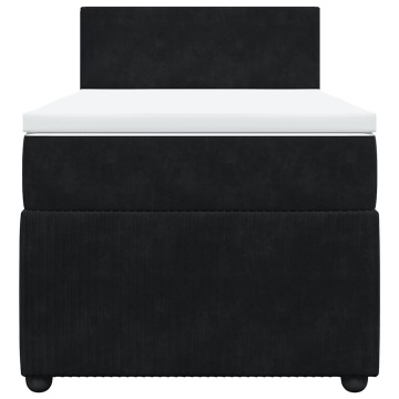 Pat box spring cu saltea, negru, 90x200 cm, catifea - Img 4