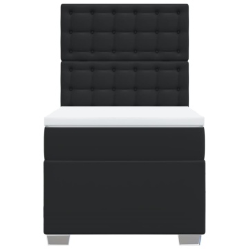 Pat box spring cu saltea, negru, 90x200 cm, piele ecologică - Img 4