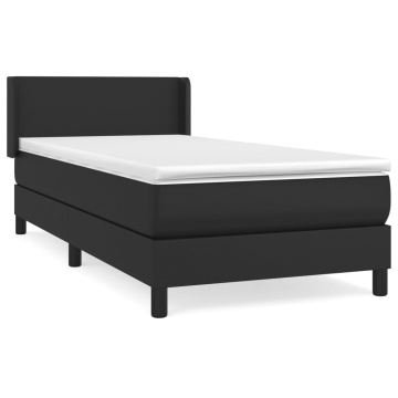 Pat box spring cu saltea, negru, 90x200 cm, piele ecologică - Img 2