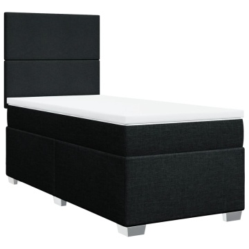 Pat box spring cu saltea, negru, 90x200 cm, textil - Img 3