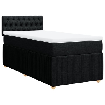 Pat box spring cu saltea, negru, 90x200 cm, textil - Img 3