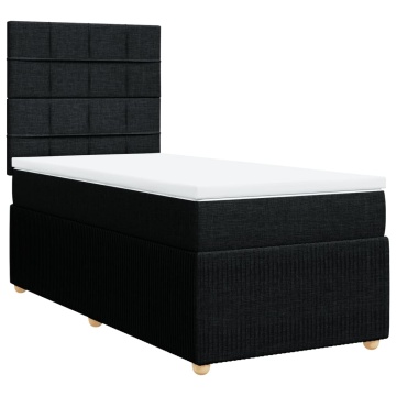 Pat box spring cu saltea, negru, 90x200 cm, textil - Img 2