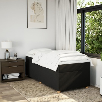 Pat box spring cu saltea, negru, 90x200 cm, textil - Img 3