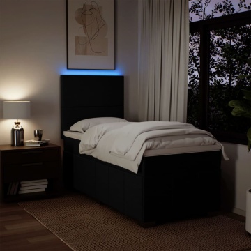Pat box spring cu saltea, negru, 90x200 cm, textil - Img 4
