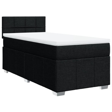 Pat box spring cu saltea, negru, 90x200 cm, textil - Img 3
