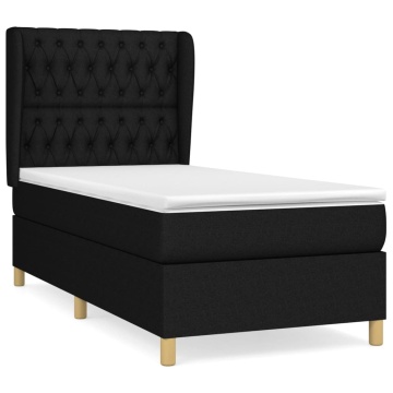 Pat box spring cu saltea, negru, 90x200 cm, textil - Img 2