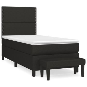 Pat box spring cu saltea, negru, 90x200 cm, textil - Img 2