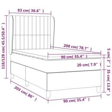 Pat box spring cu saltea, negru, 90x200 cm, textil - Img 6