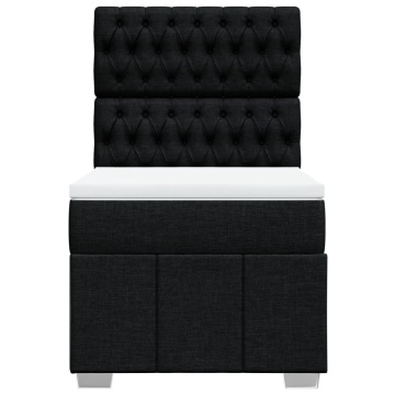 Pat box spring cu saltea, negru, 90x200 cm, textil - Img 5