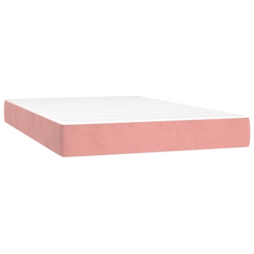 Pat box spring cu saltea, roz, 120x200 cm, catifea - Img 7
