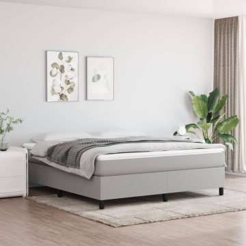 Pat continental cu saltea, gri deschis, 160x200 cm, textil - Img 1