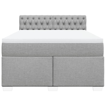 Pat continental cu saltea, gri deschis, 160x200 cm, textil - Img 4
