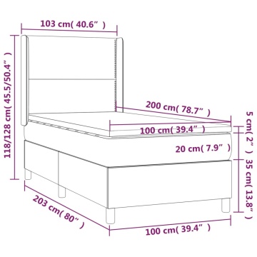 Pat cu arcuri, saltea și LED, negru, 100x200cm, piele ecologică - Img 7