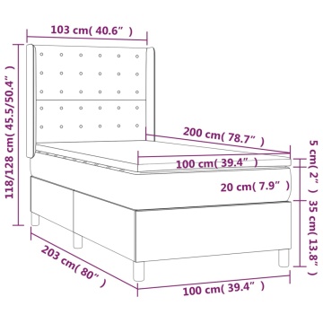 Pat cu arcuri, saltea și LED, negru, 100x200cm, piele ecologică - Img 7