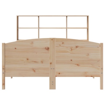 Pat cu bibliotecă fără saltea, 120x190 cm, lemn masiv de pin - Img 4