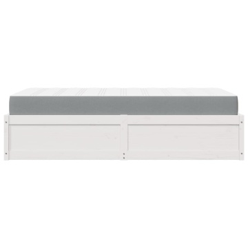 Pat cu saltea, alb, 90x190 cm, lemn masiv pin - Img 6