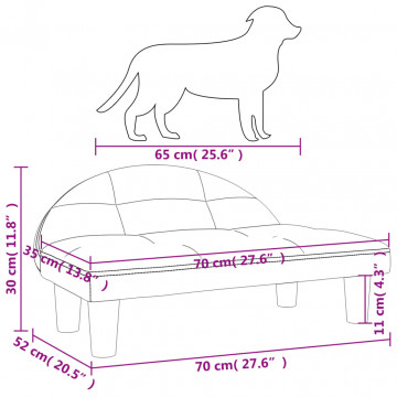 Pat de câini, gri deschis, 70x52x30 cm, catifea - Img 6