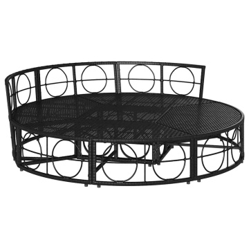 Pat de lounge pentru exterior fără baldachin Poly Rattan negru - Img 8