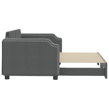Pat de zi cu extensie, gri închis, 90x200 cm, textil - Img 4
