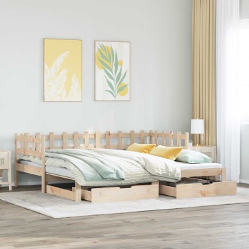 Pat de zi cu extensie și sertare fără saltea, 90x200 cm - Img 1